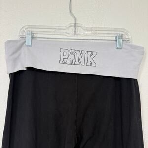 Victoria's Secret PINK All Day Foldover Flare Black White Dog Logo Y2K Size XL